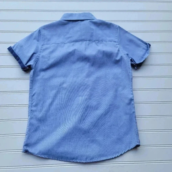 NWT Craft+Flow Casual Blue Short Sleeve Button Down Shirt Boys Sz 7 - Picture 9 of 9